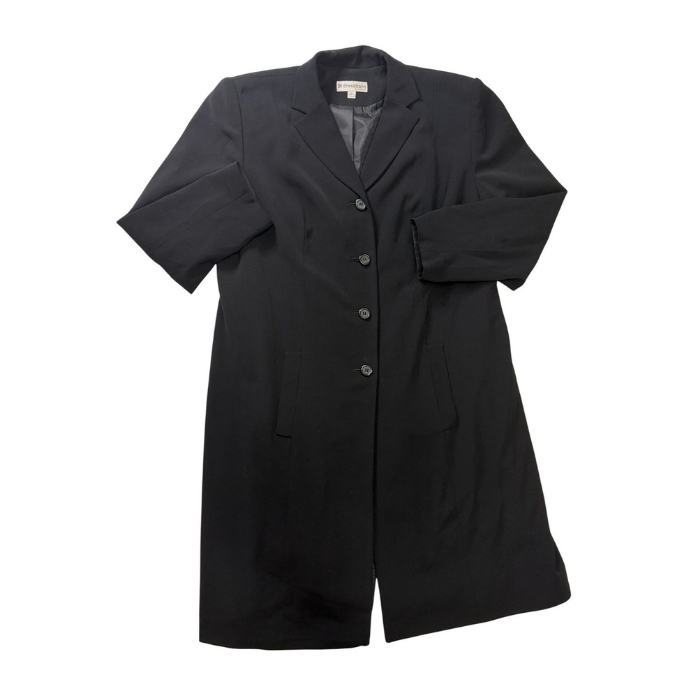 Dressbarn Woman Longline Blazer Womens 16W Black Lined Four Button